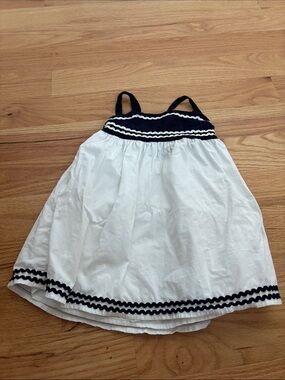 Navy white gold button dress